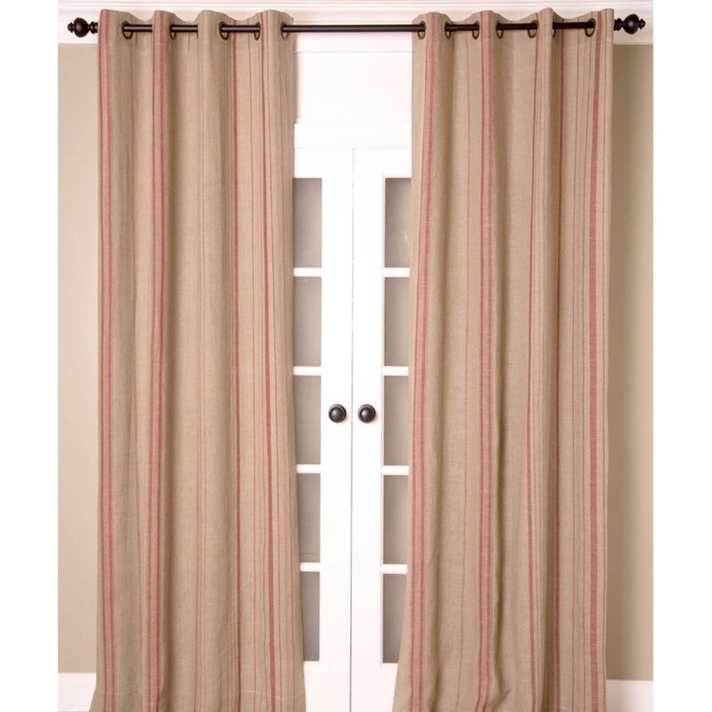 RED BARREL STUDIO McKellar Striped Red Taupe Curtain Panel 52 x 108 NEW NIP